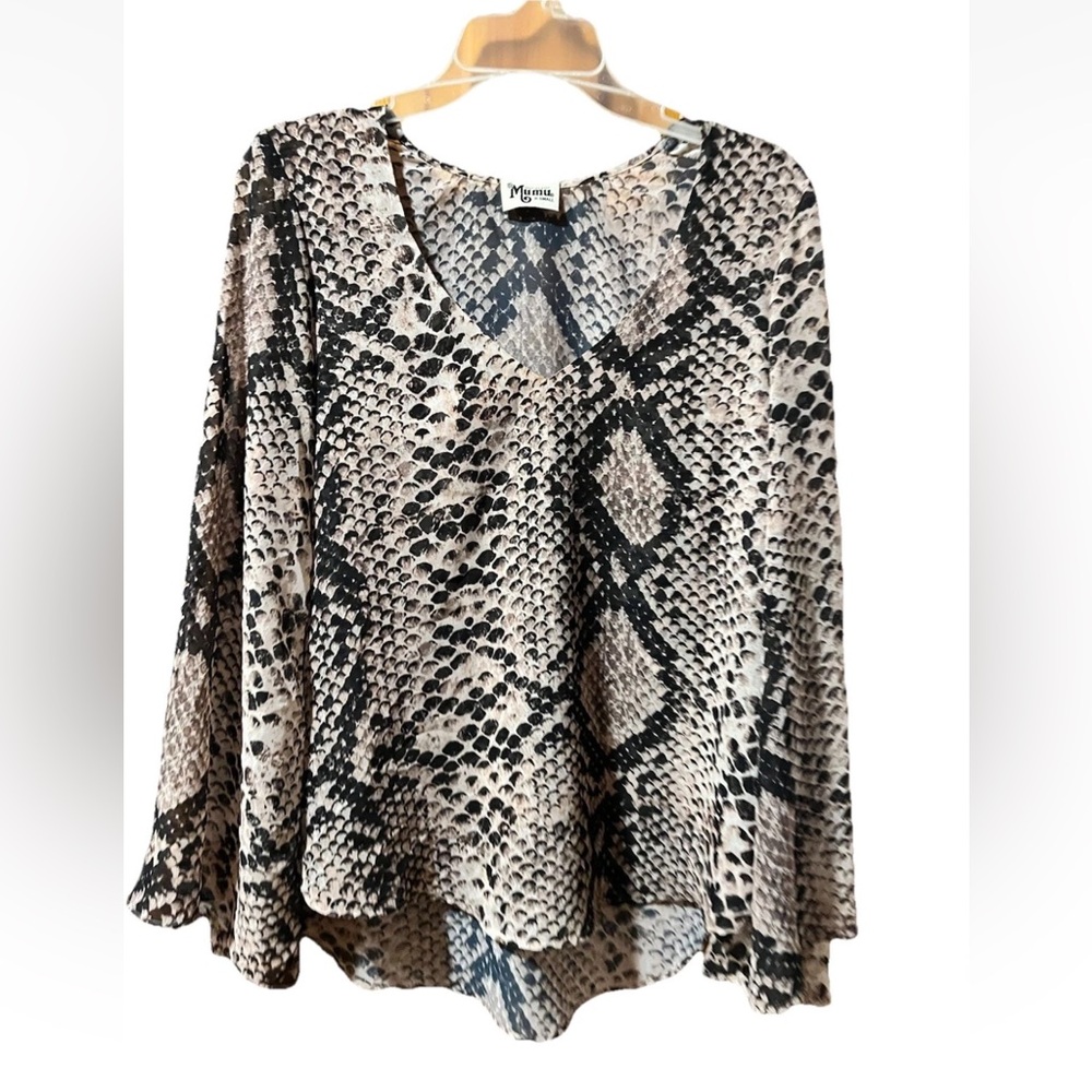 Show Me your Mumu Womens XS Oversized Hippie Boho Chiffon Tunic Animal Print